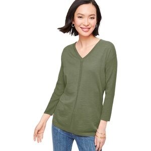 TALBOTS 100% Cotton V-Neck Sweater Medium